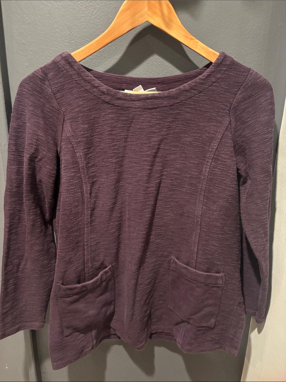 J. Jill Plum Textured Long-Sleeve Pocket Top